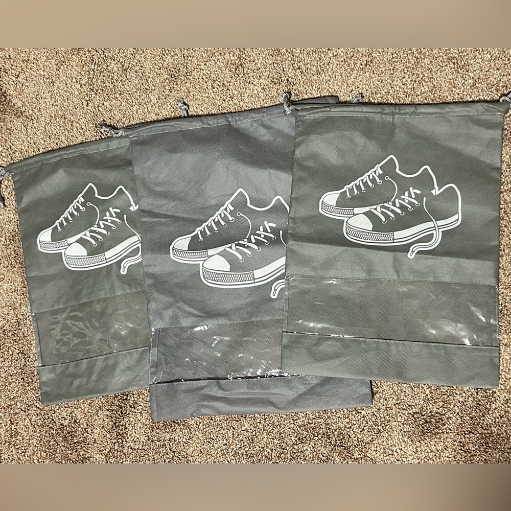Travel Portable Shoe Bags with Pull String Qty 5 in Grey